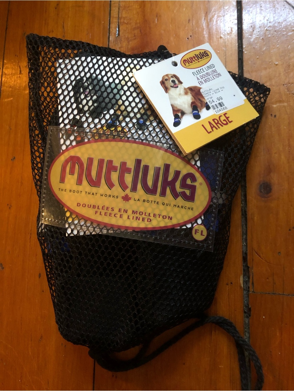 Muttluks Fleece-Lined Pet Boots - Large - BLUE NWT